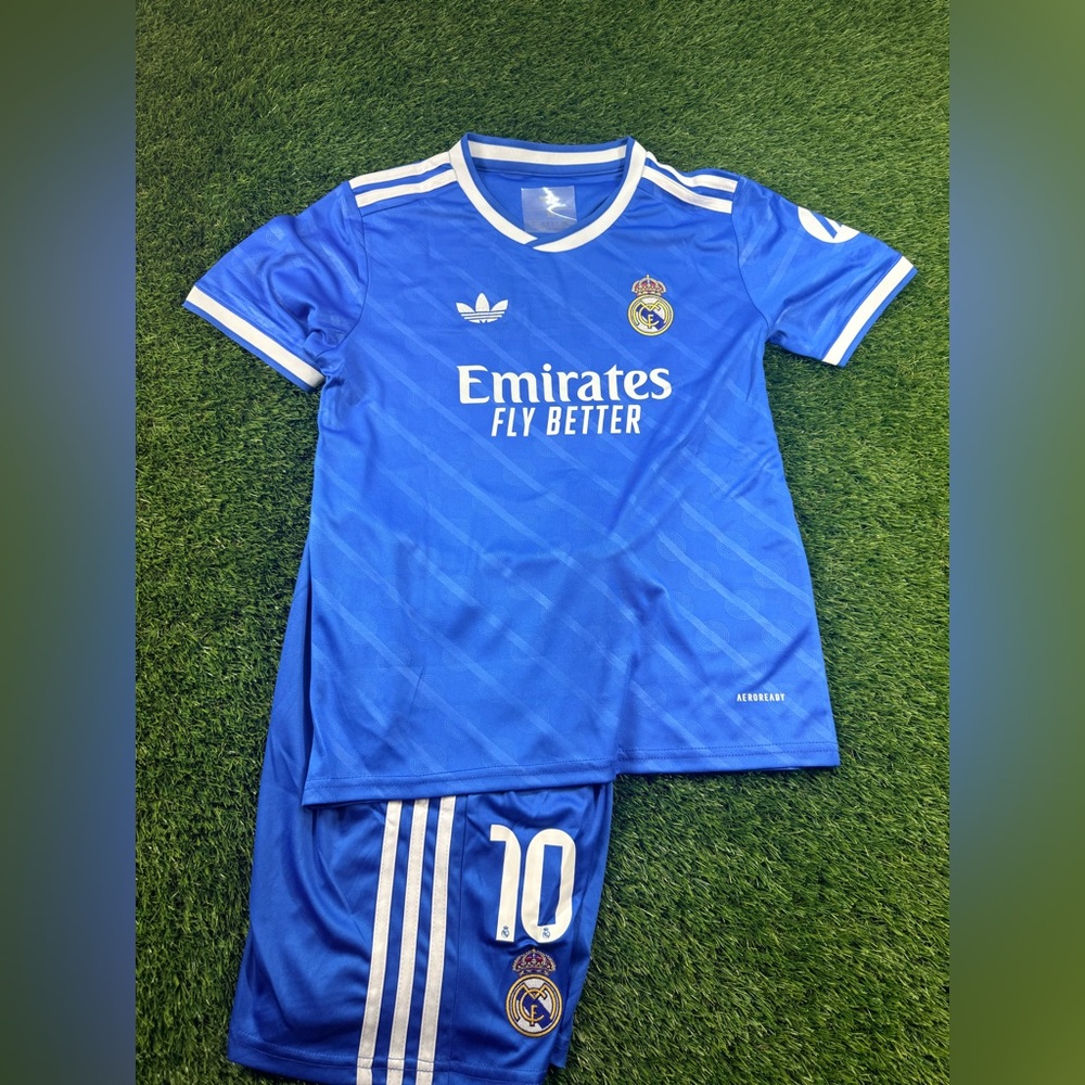 Mbappe Real Madrid Kids Blue Soccer Jersey Set